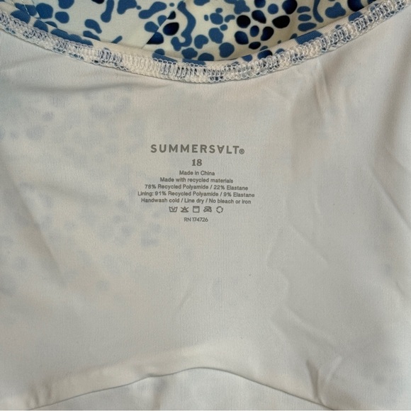 Summersalt Perfect Wrap One-Piece Swimsuit Cream White Blue Flower Mosaic 18 - Picture 4 of 8